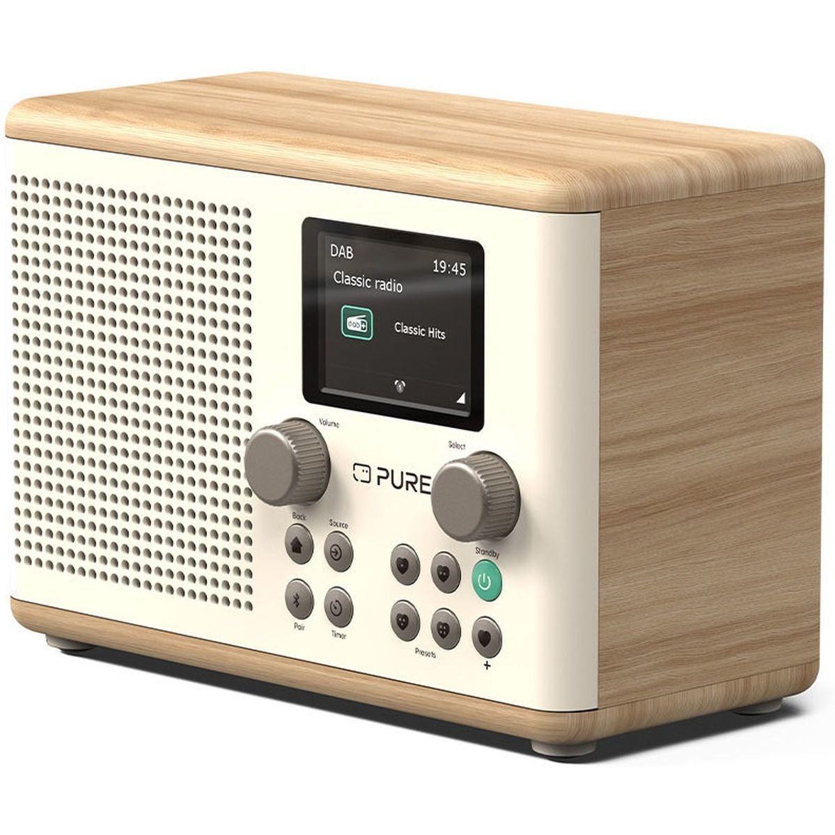 Pure Classic H4 Katoen Wit/Eiken Dab radio