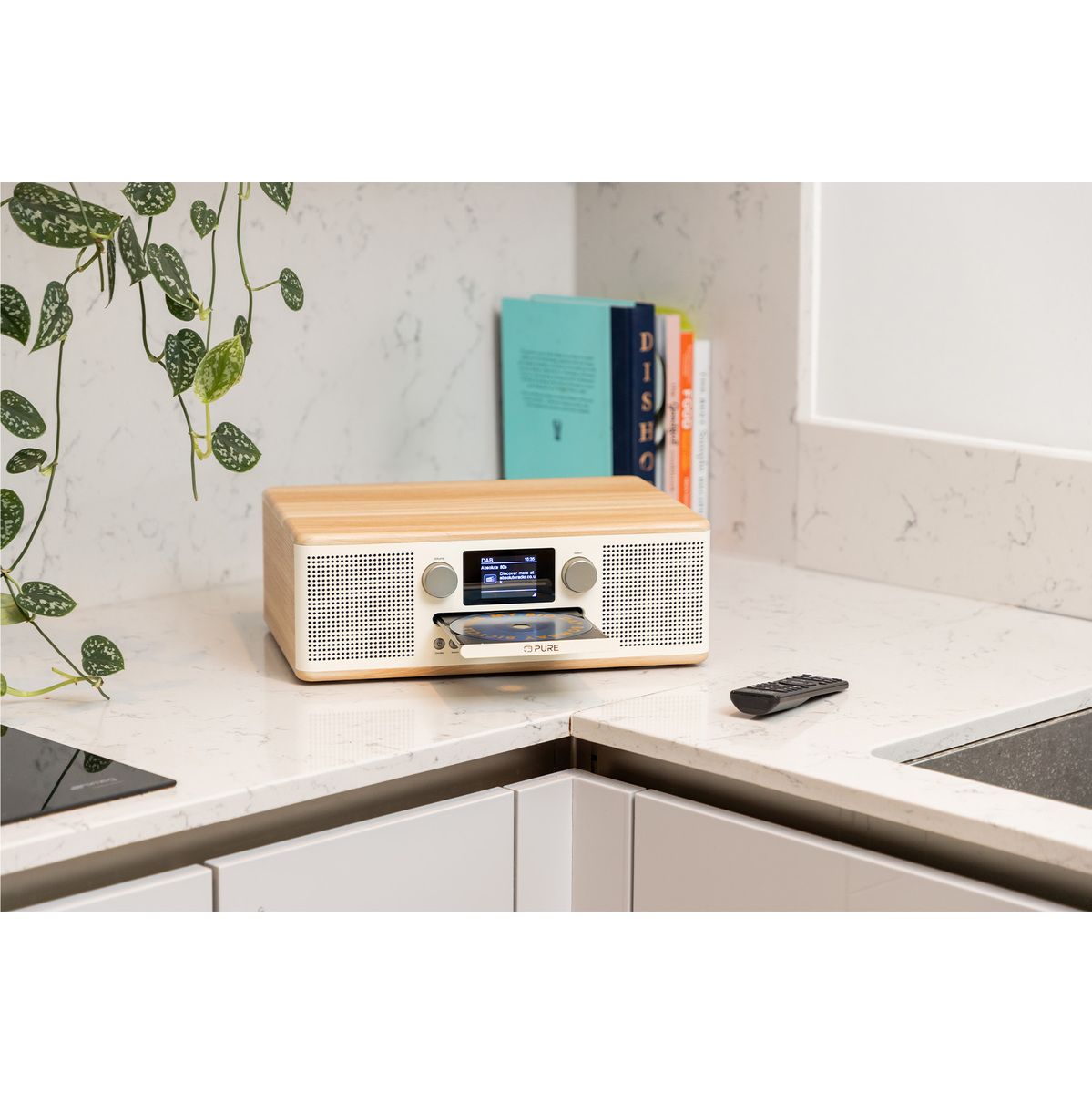 Pure Classic C-D6 Katoen Wit/Eiken Dab radio met cd-speler