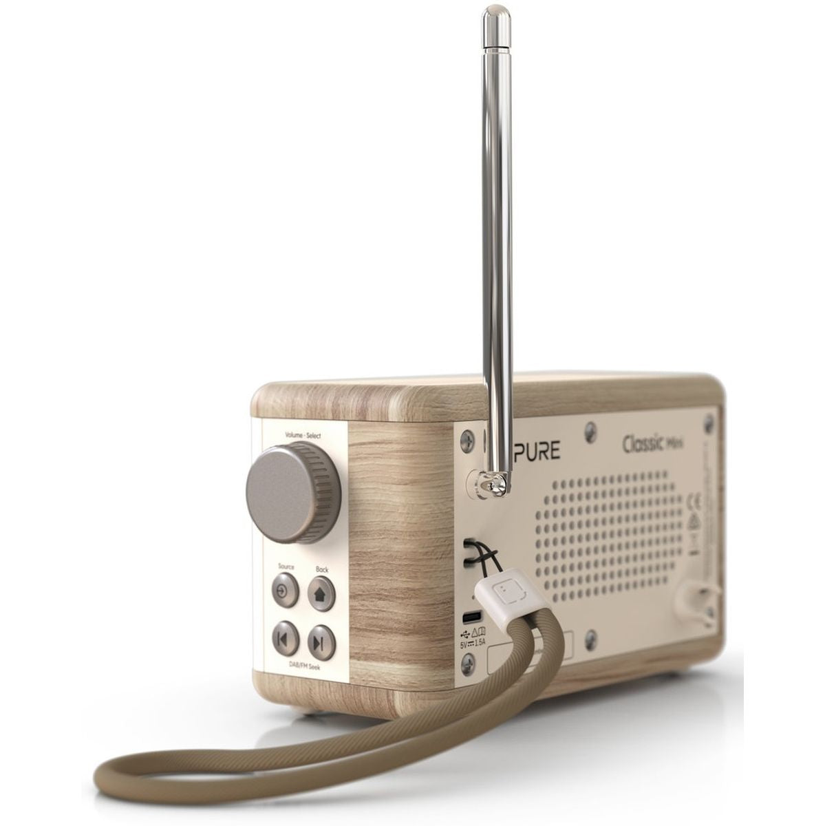 Pure Classic Mini Katoen Wit/Eiken Dab Radio
