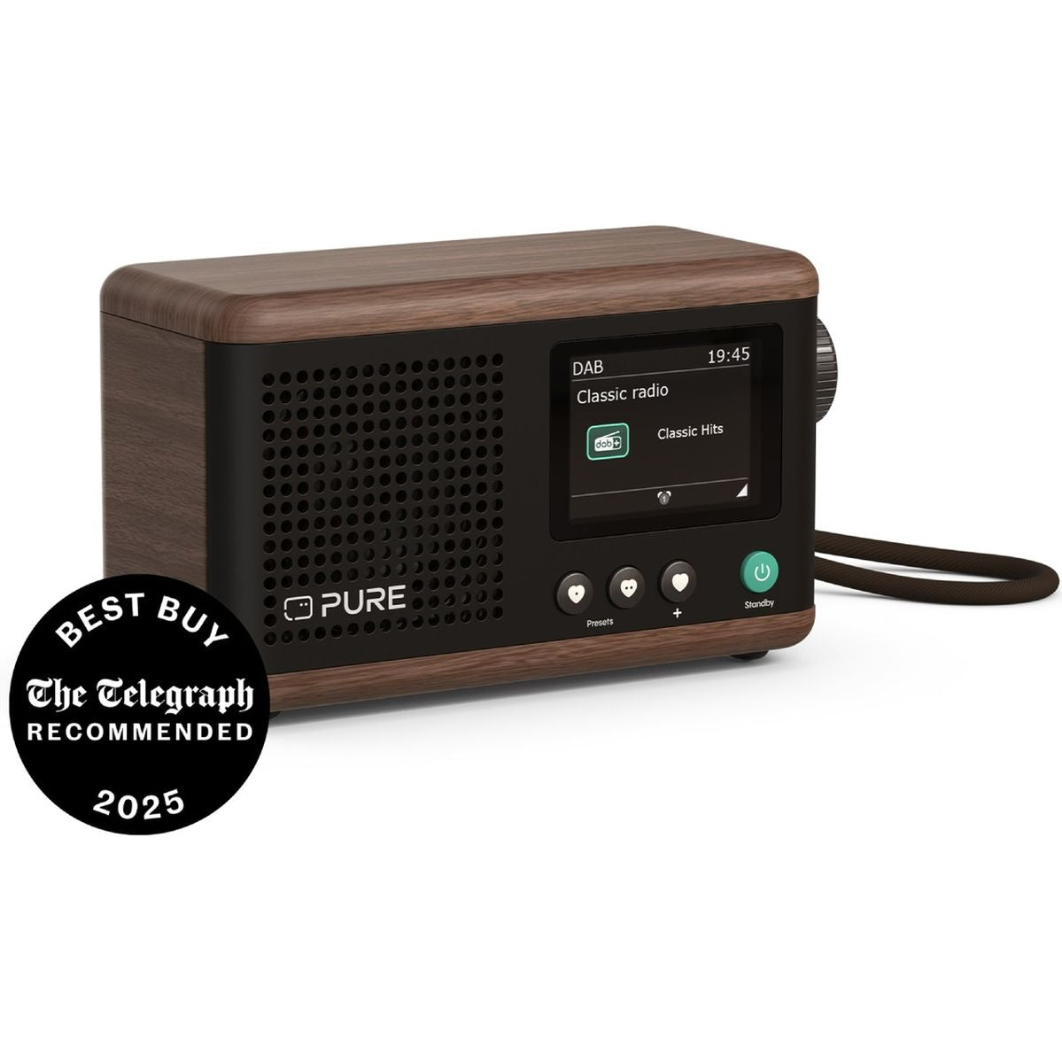 Pure Classic Mini Zwart/Walnoot Dap Radio
