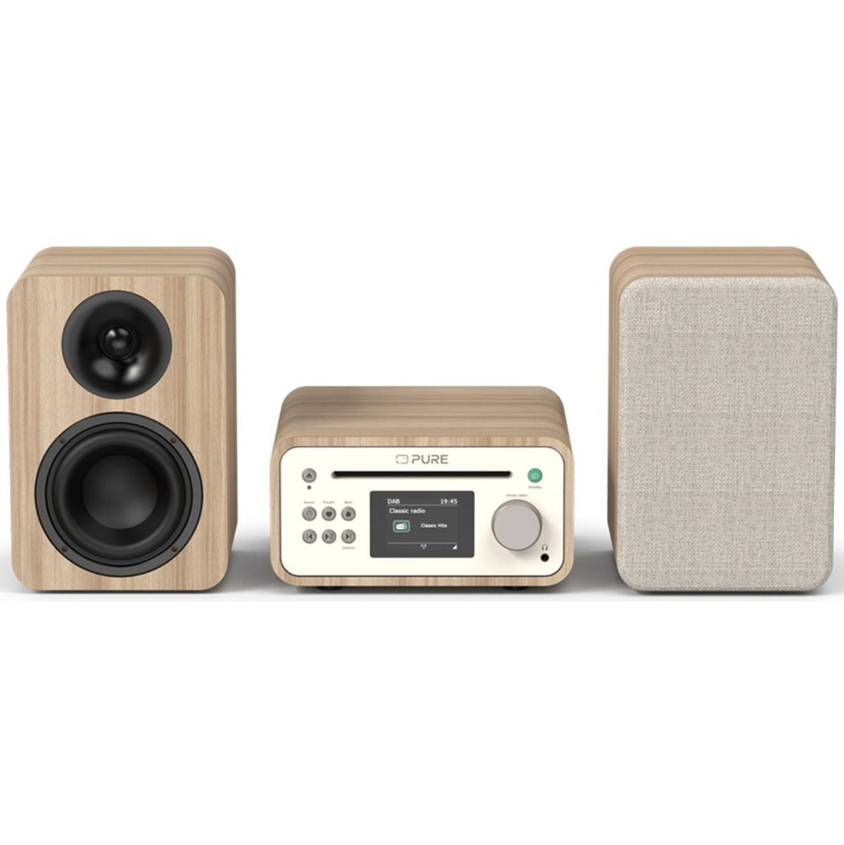 Pure Classic Stereo Mini Katoen Wit/Eiken
