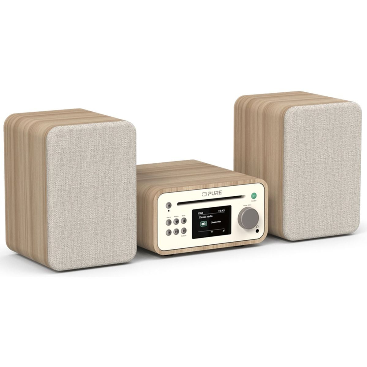 Pure Classic Stereo Mini Katoen Wit/Eiken