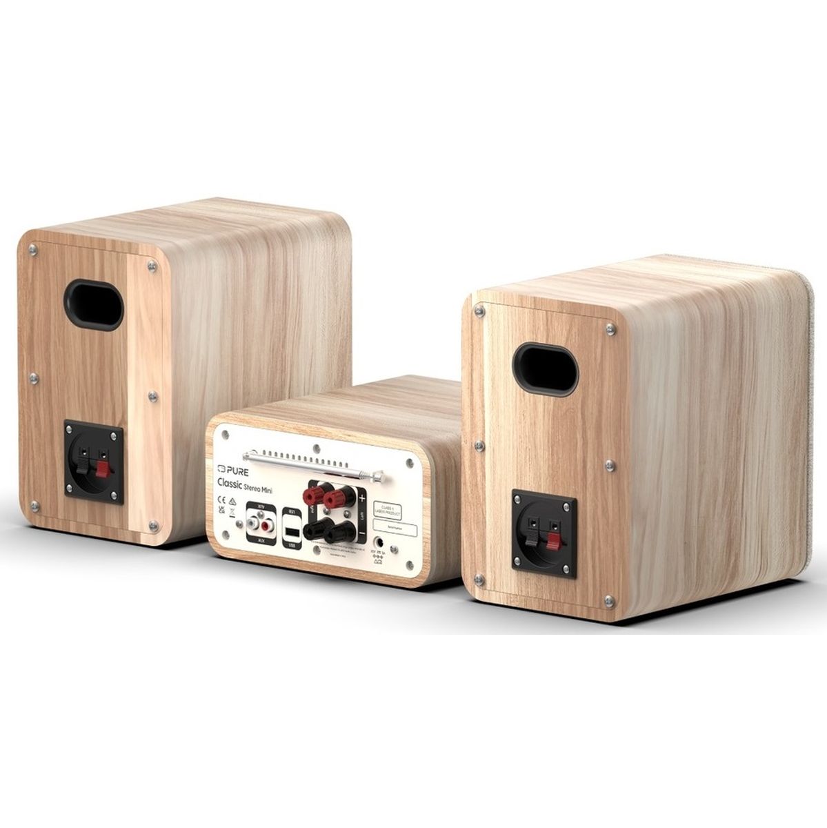 Pure Classic Stereo Mini Katoen Wit/Eiken