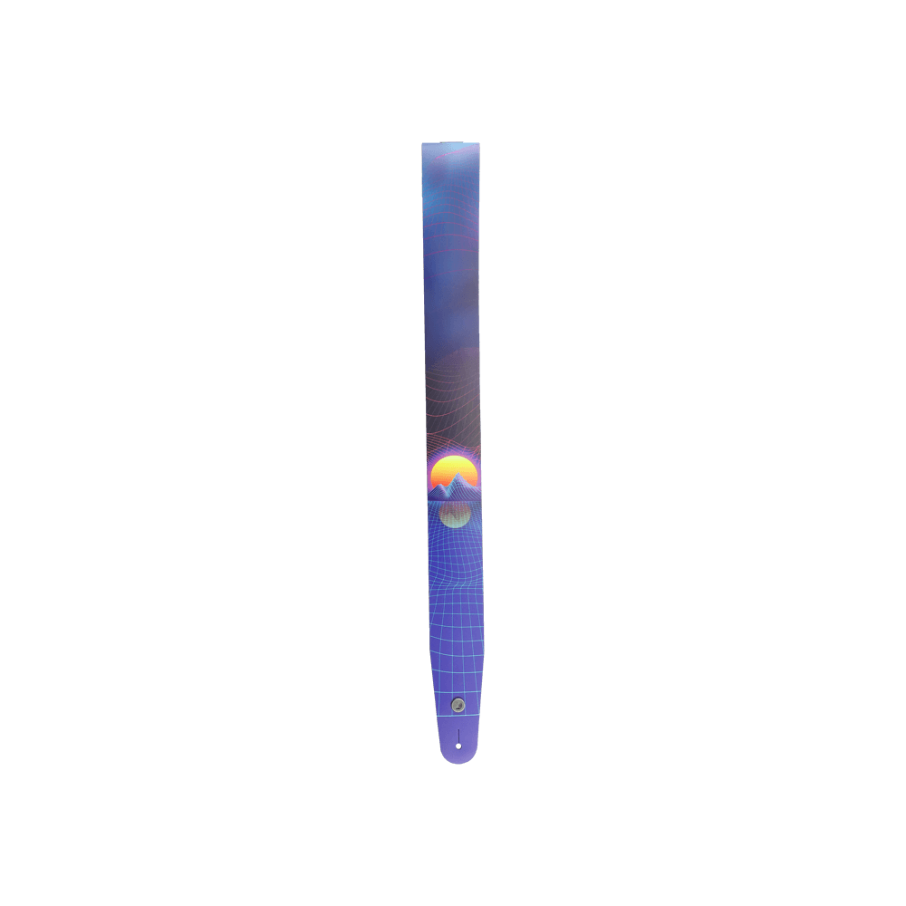 25RUN80 Outrun printed leren gitaar riem sunset
