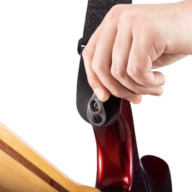 50TB02-RL Pad lock nylon gitaar riem lightning zwart