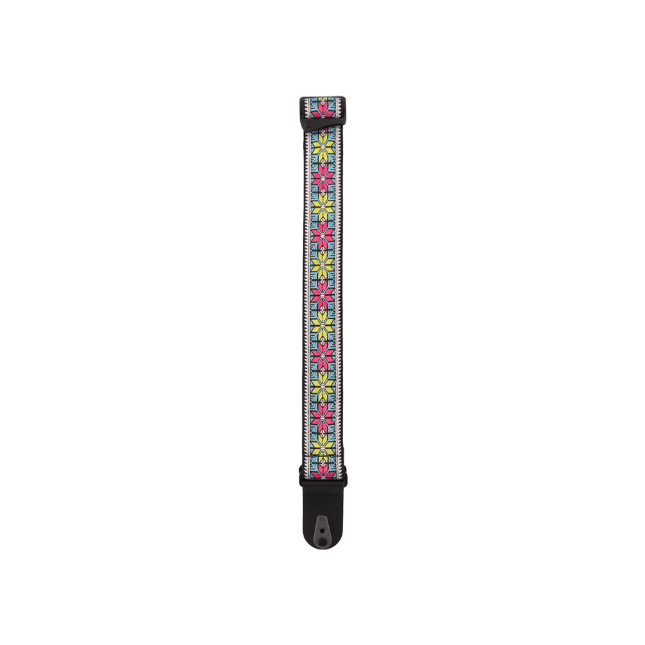 50TC00 Pad lock nylon gitaar riem parallel flowers