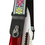 50TC00 Pad lock nylon gitaar riem parallel flowers
