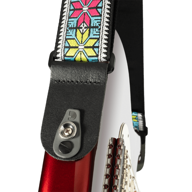 50TC00 Pad lock nylon gitaar riem parallel flowers