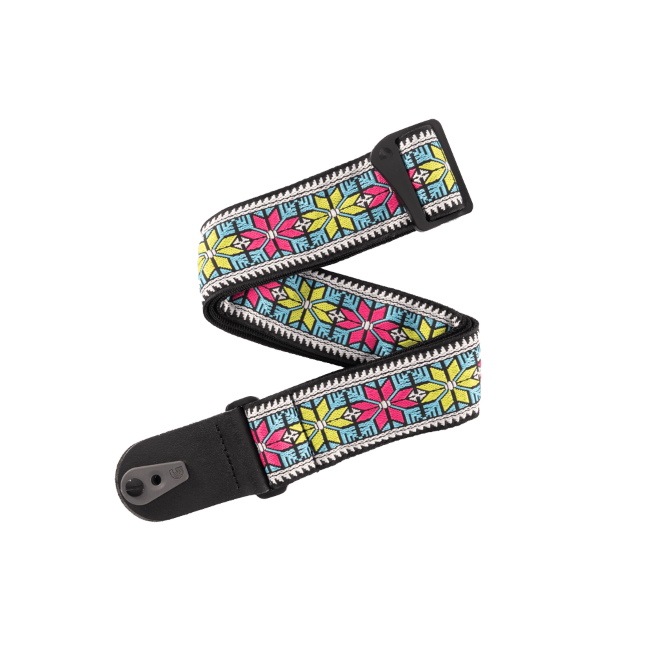50TC00 Pad lock nylon gitaar riem parallel flowers