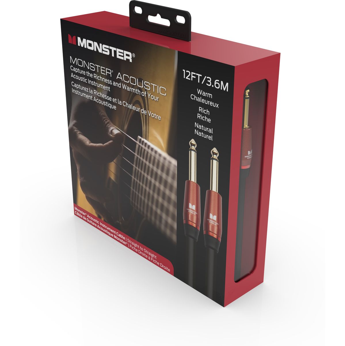 Monster Acoustic 12FT Instrument kabel 3,6 meter voor akoestisch gitaar