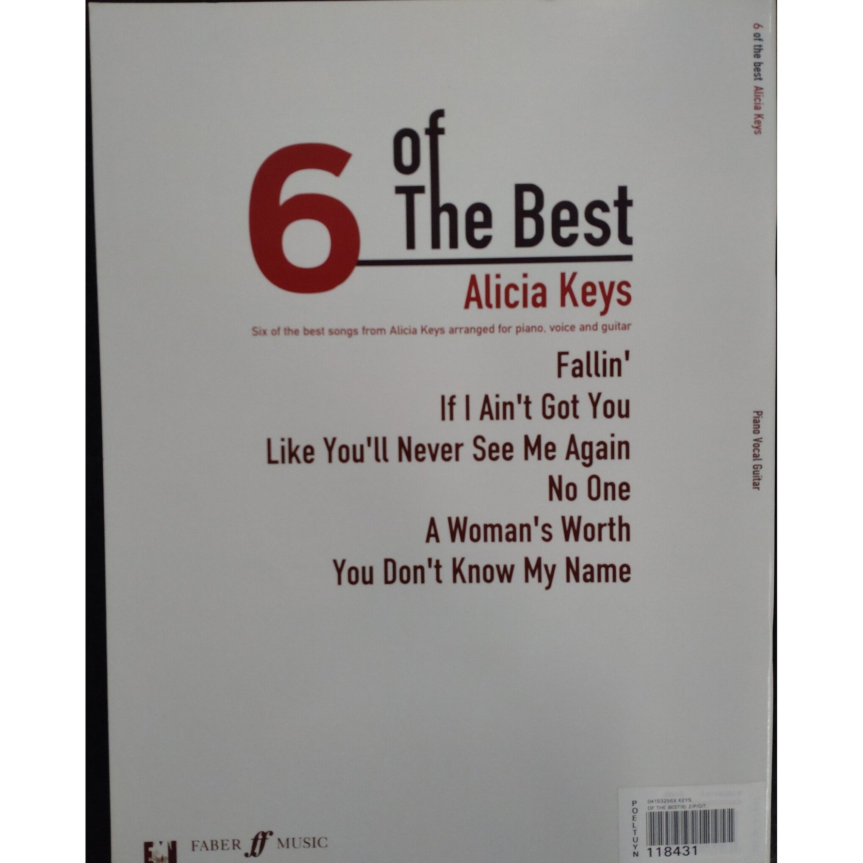 Faber Music Alicia Keys - 6 of The Best - Piano, Zang en Gitaar