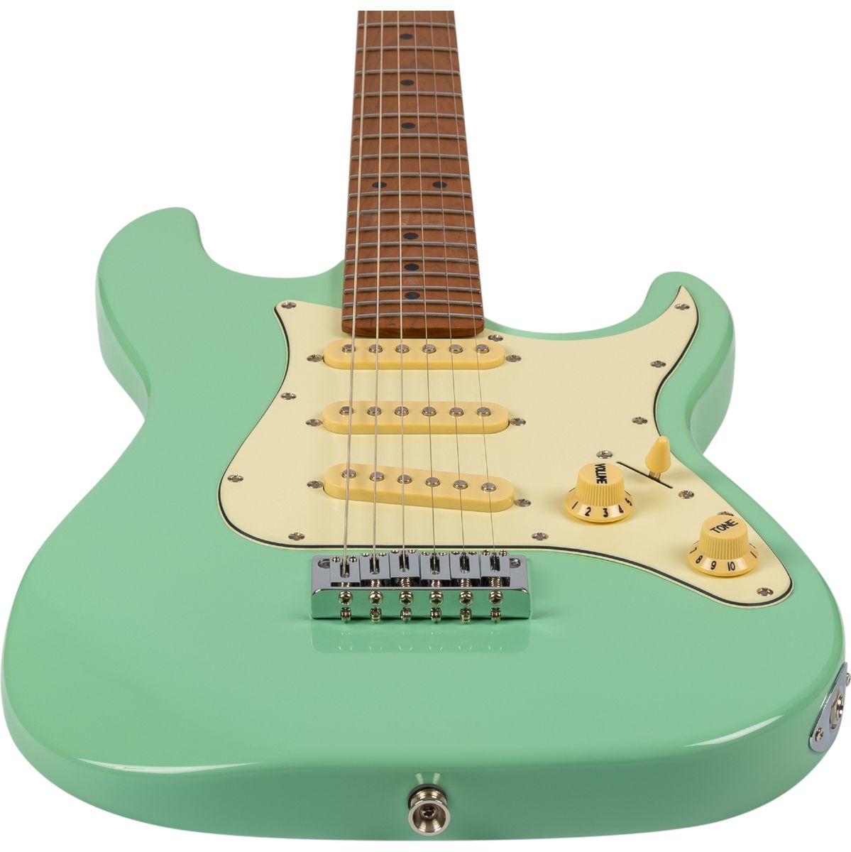 Jet JS-300 mini sfg elektrisch gitaar aanzicht schuin van onderen