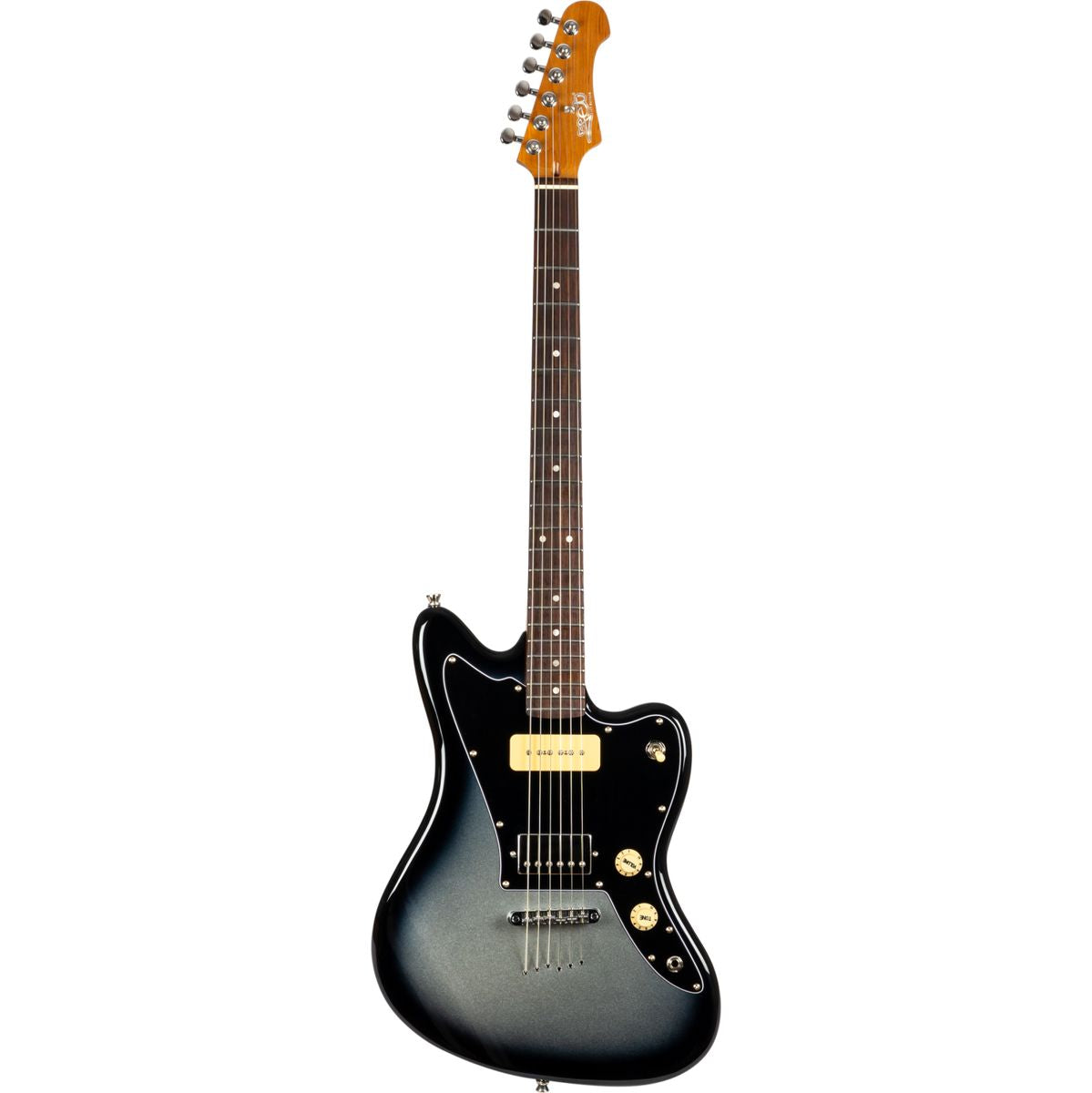 Jet JJ-350 baritone moonburst elektrisch gitaar vooraanzicht