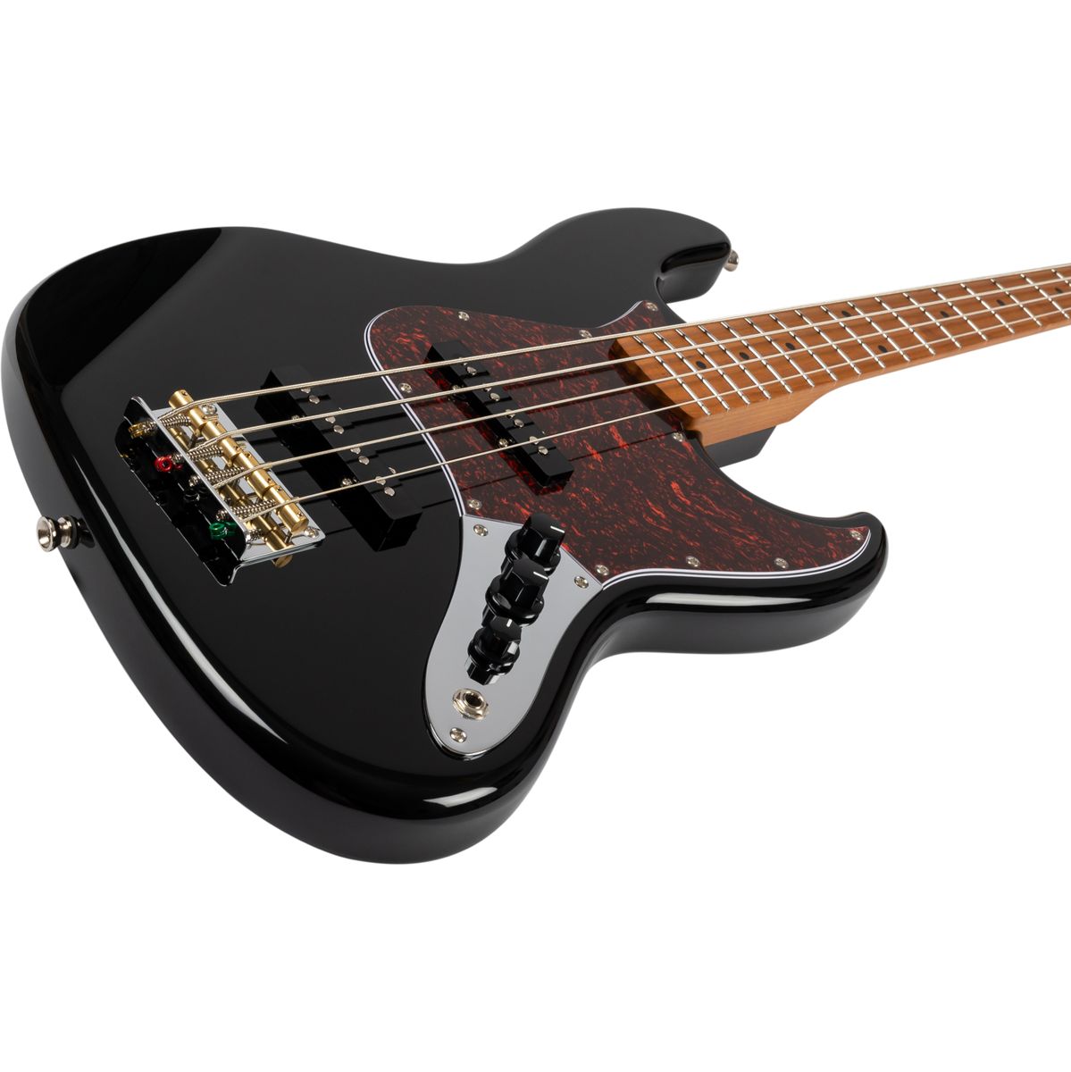 Jet JJB-300 BK 4-snarig basgitaar schuin aanzicht body