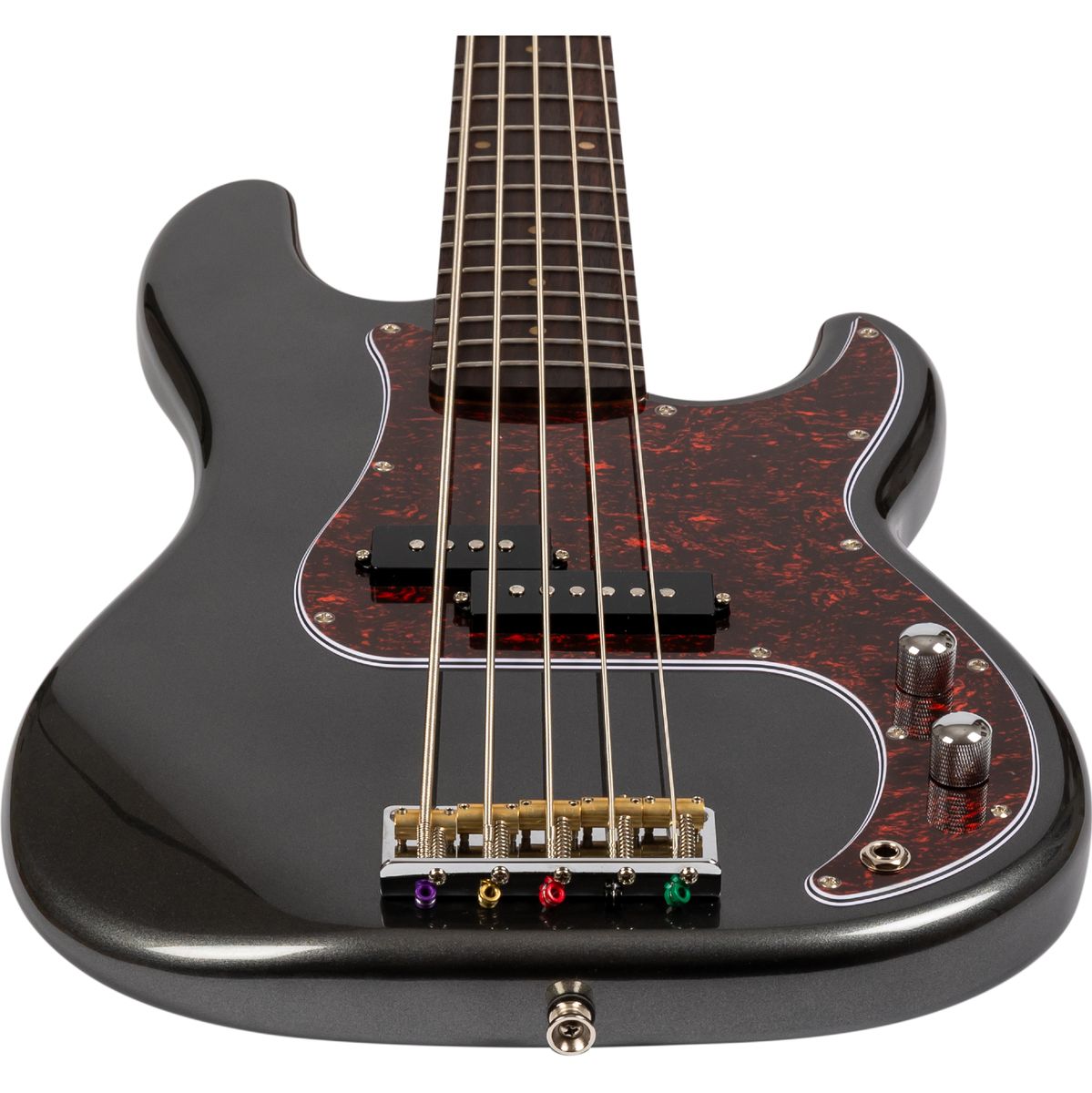 Jet JPB-305 CRC 5-snarig basgitaar aanzicht schuin van onderen