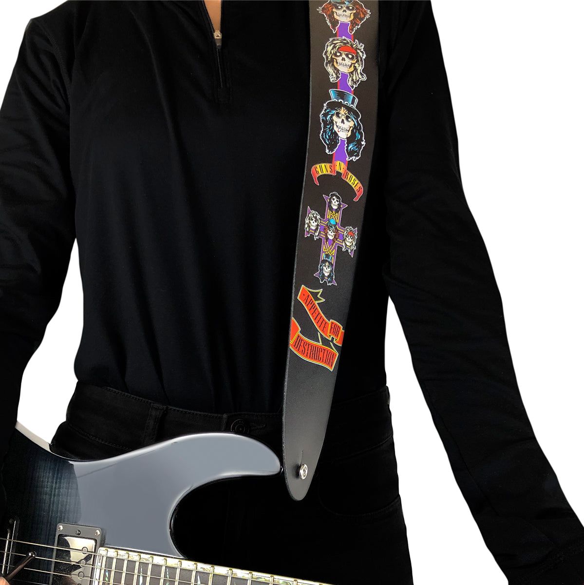 11008 2,5 inch Guns And Roses Appetite For Destruction Leren gitaar riem