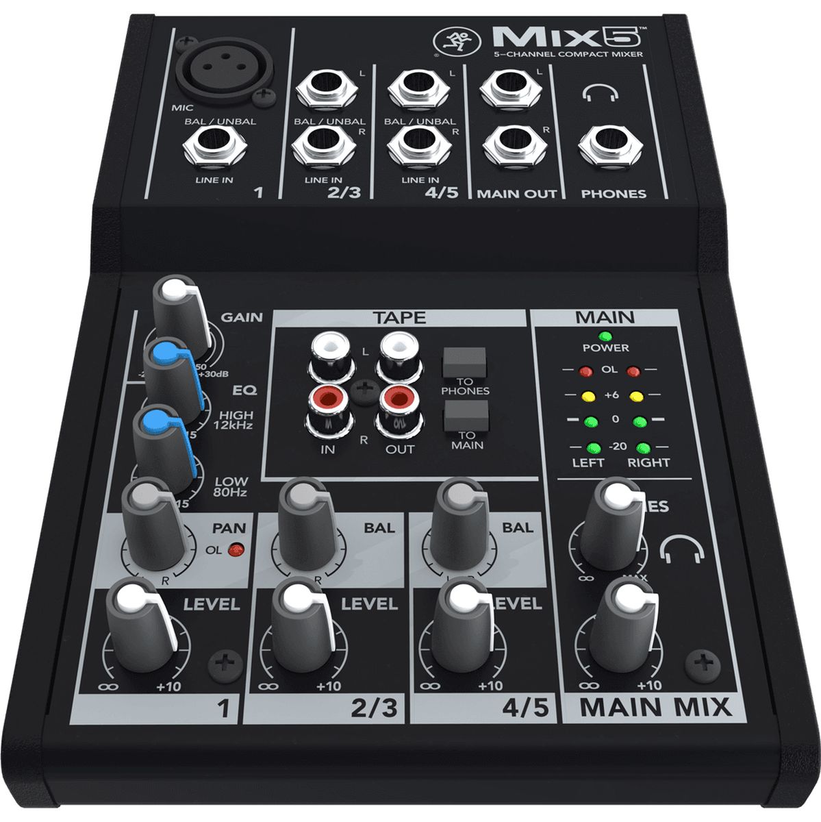 MIX5 Compacte mixer met 5 Kanalen en 8 Inputs