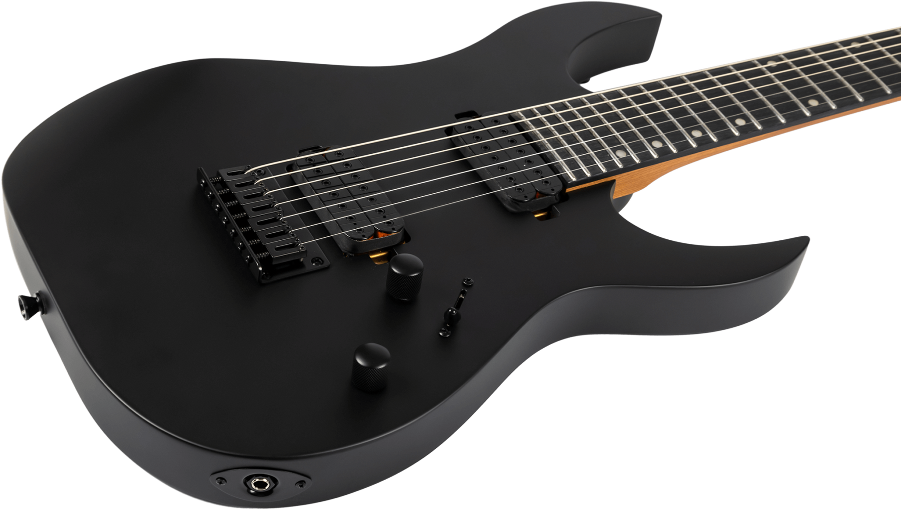 Spira S-407 MBK 7-snarig elektrisch gitaar schuin aanzicht