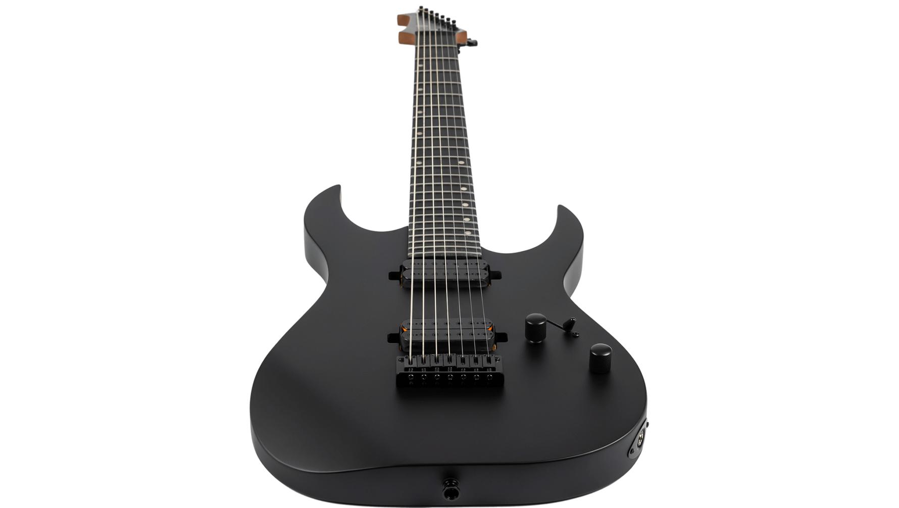 Spira S-407 MBK 7-snarig elektrisch gitaar aanzicht schuin van onderen