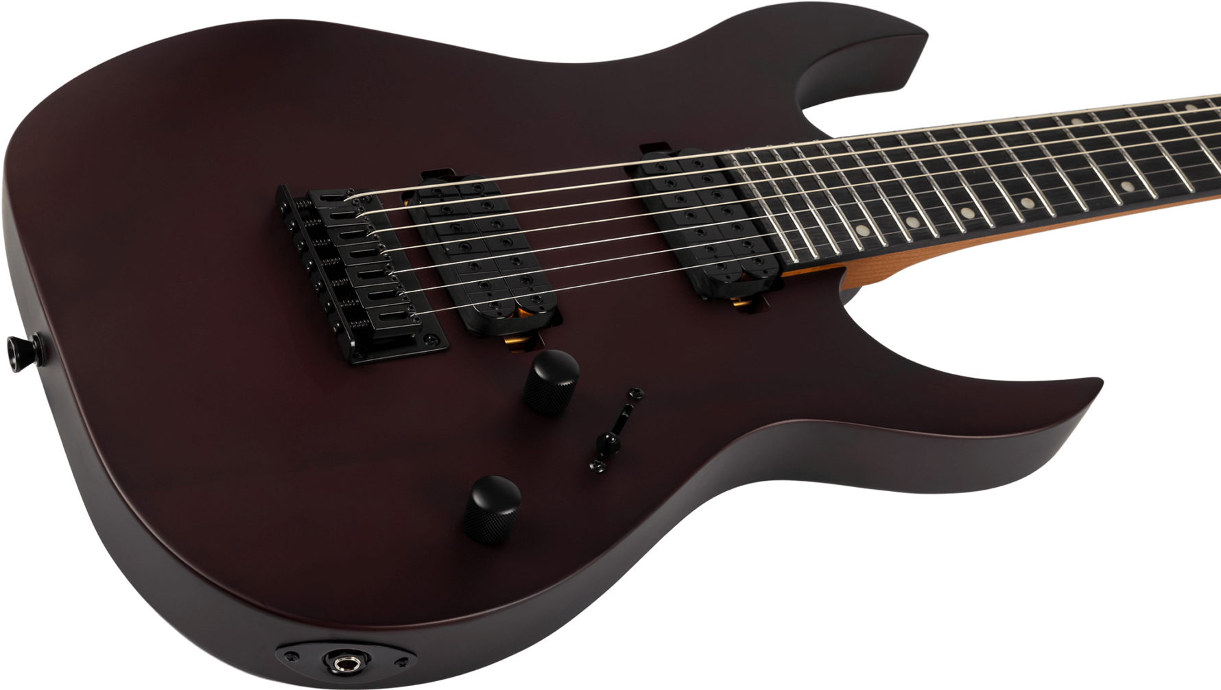 Spira S-407 MWR 7-snarig elektrisch gitaar schuin aanzicht