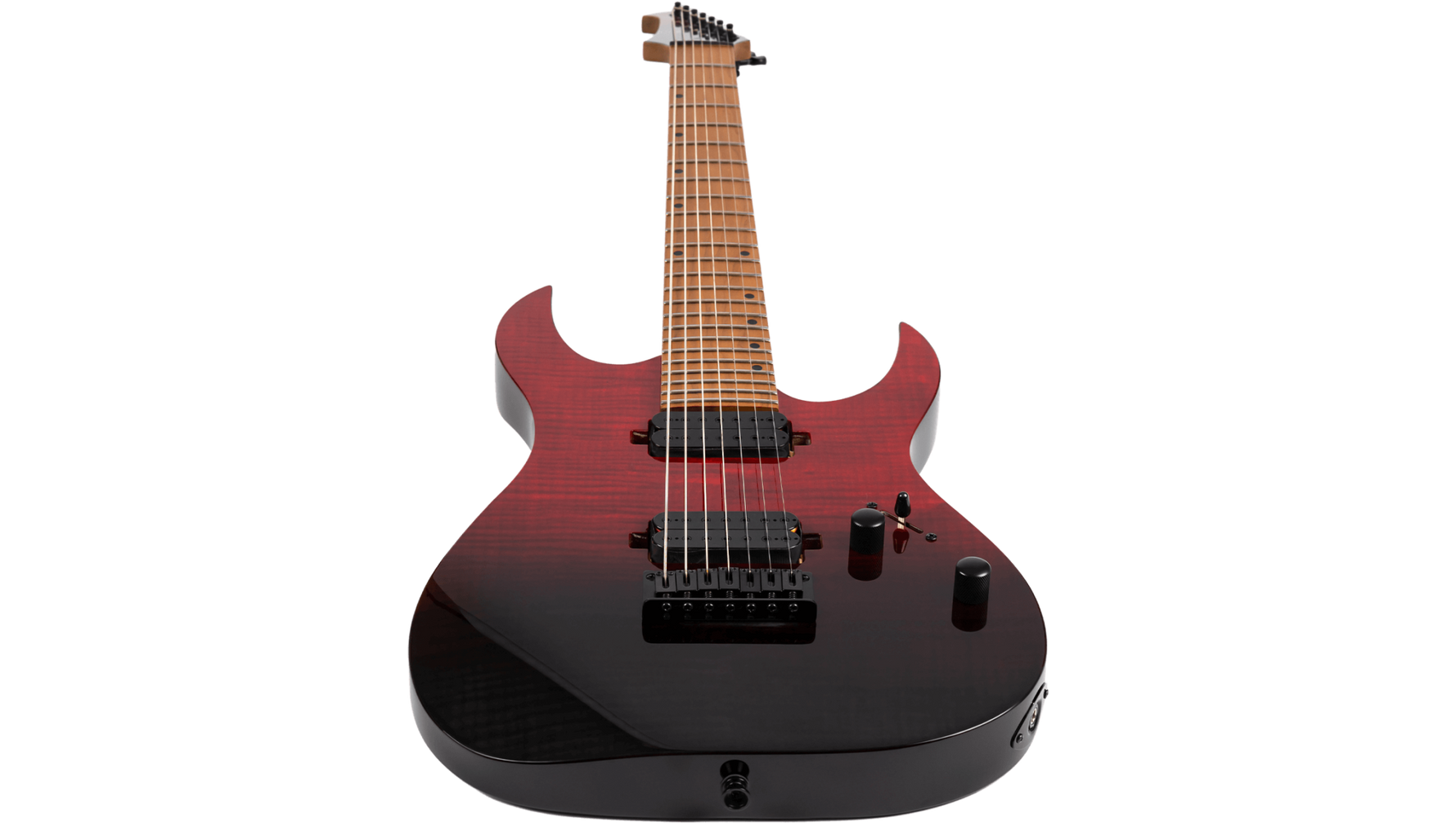 Spira S-457 TRD 7-snarig elektrisch gitaar aanzicht schuin onder