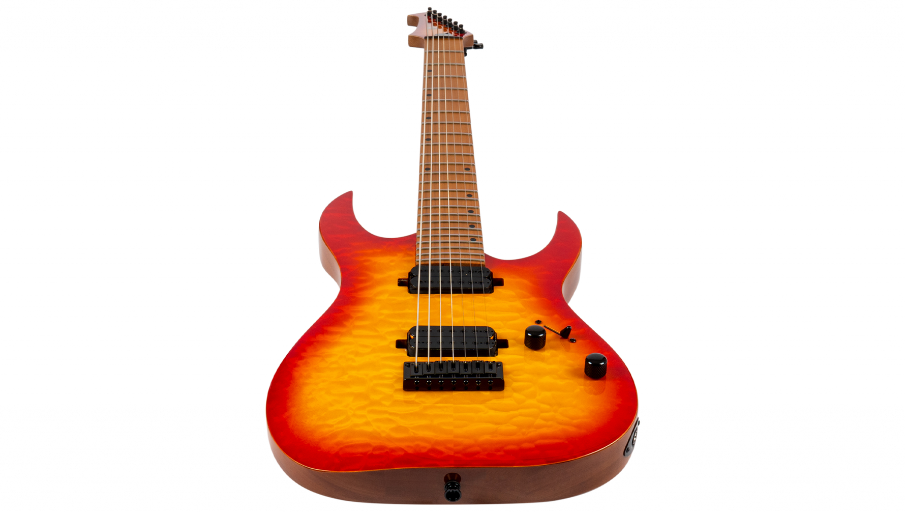 Spira S-507 QFB 7-snarig elektrisch gitaar aanzicht schuin van onderen