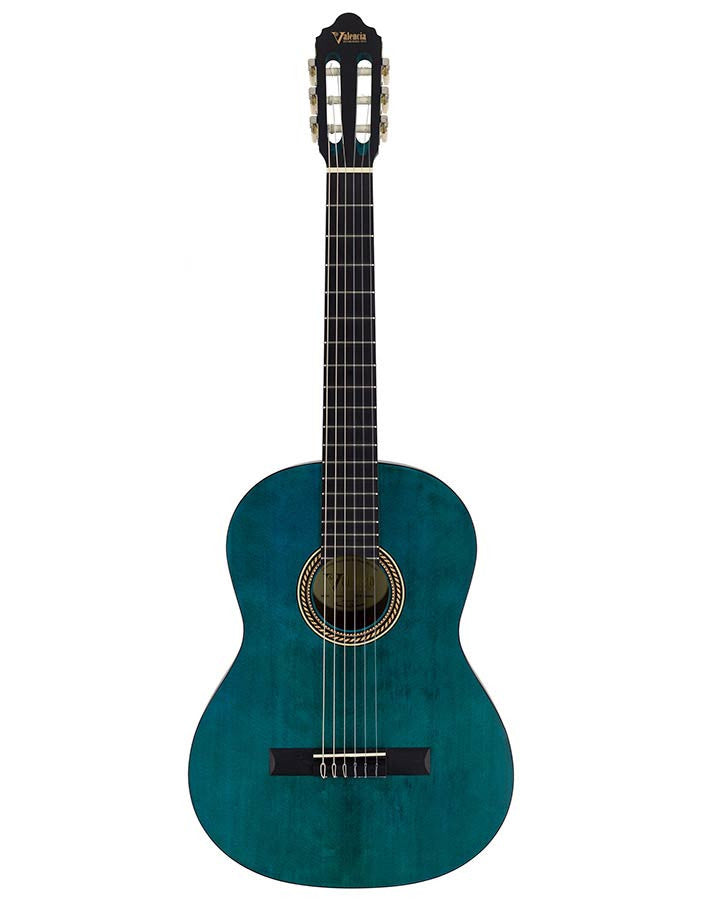 Valencia VC204 TBU klassiek gitaar aanzicht recht van voren