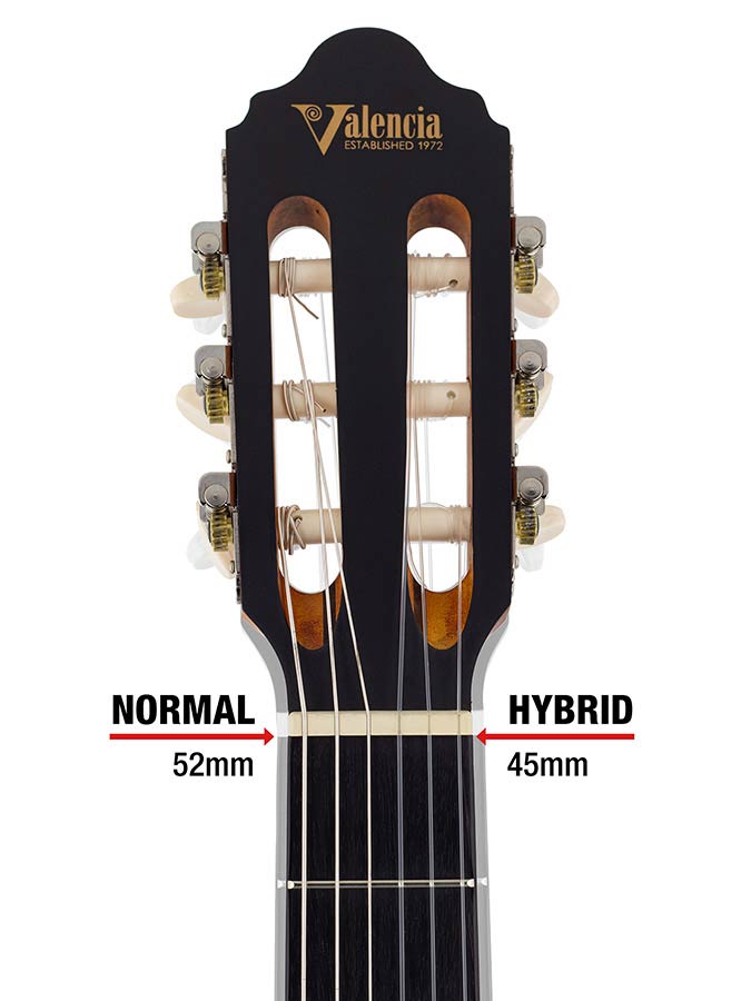 Valencia VC264H hybride klassiek gitaar kam