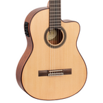 Valencia VC704CE akoestisch/elektrisch klassiek gitaar vooraanzicht body