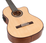 Valencia VC704CE akoestisch/elektrisch klassiek gitaar schuin aanzicht