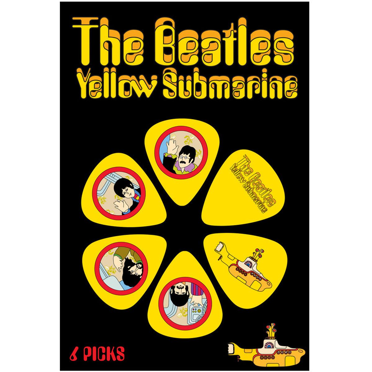 Yellow Submarine Plectrums - Geel  - 6 Pack