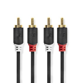 Stereo audiokabel 2x tulip naar 2x tulip 5 meter