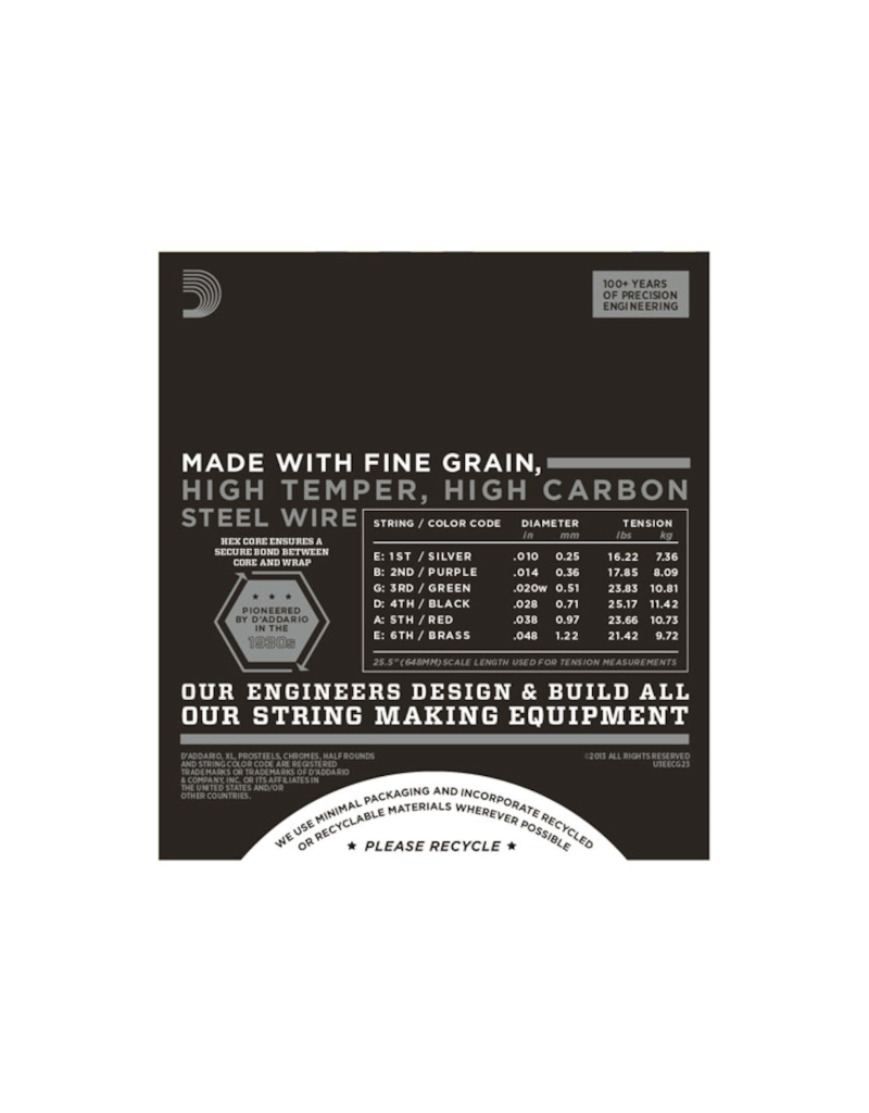 D'addario ECG23 Extra light chrome jazz guitar strings 010-048