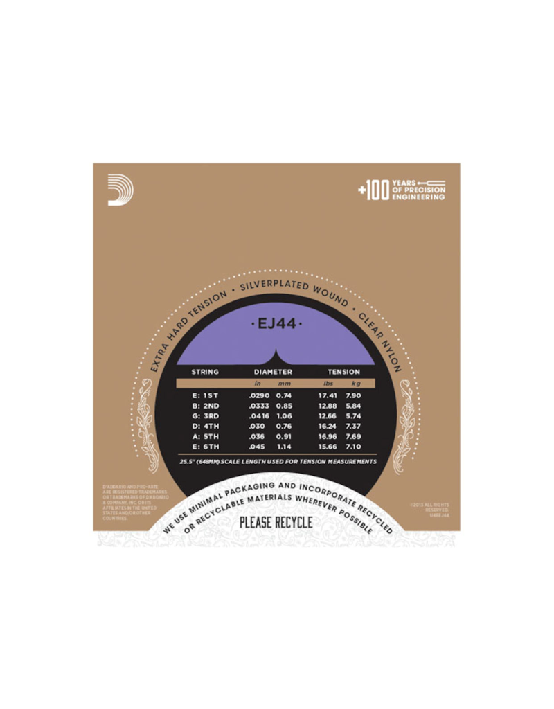 D'addario EJ44 Extra hard tension classical guitar strings