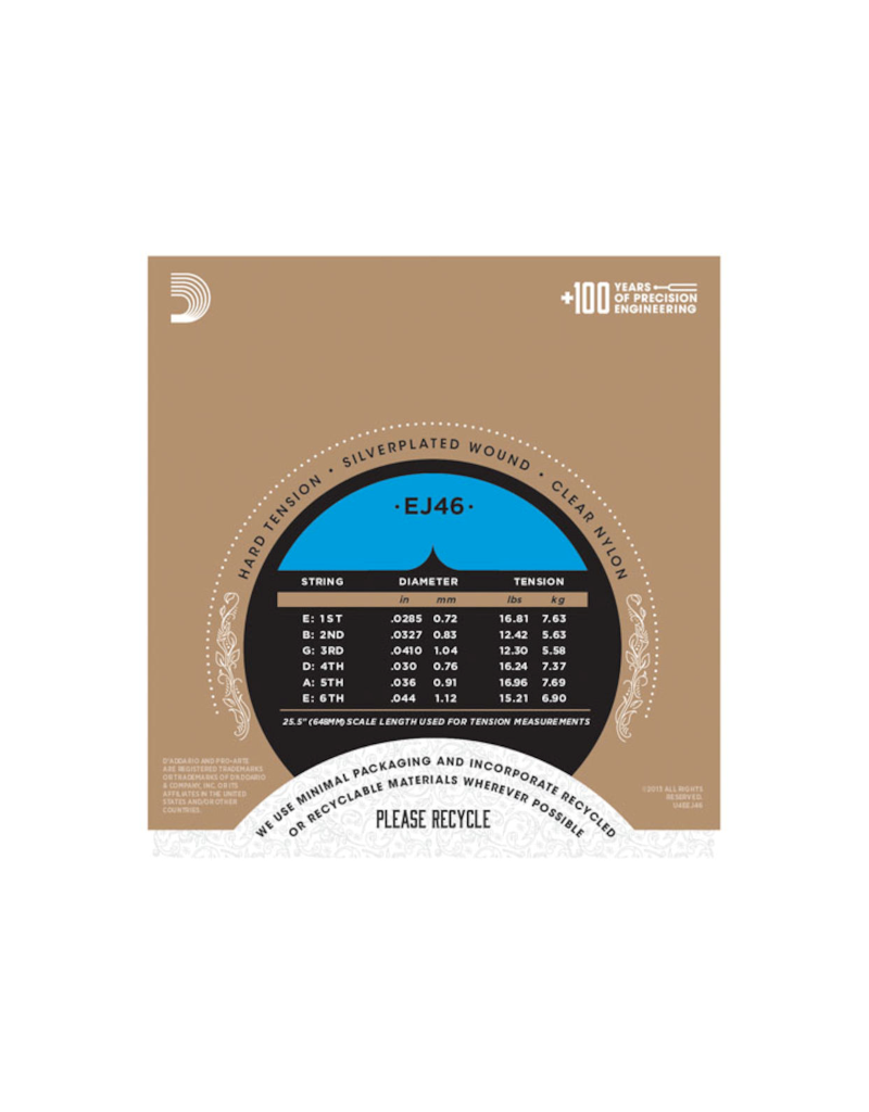 D'addario EJ46 Hard tension classical guitar strings