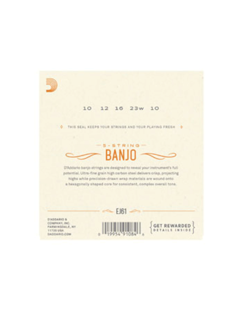 D'addario EJ61 5-string medium banjo strings 010-023 