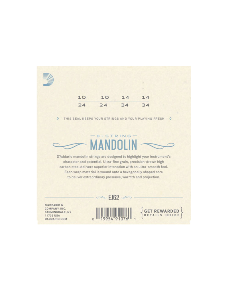 D'addario EJ62 Light 80/20 Bronze mandolin strings 010-034