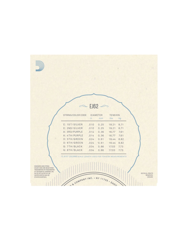 D'addario EJ62 Light 80/20 Bronze mandolin strings 010-034