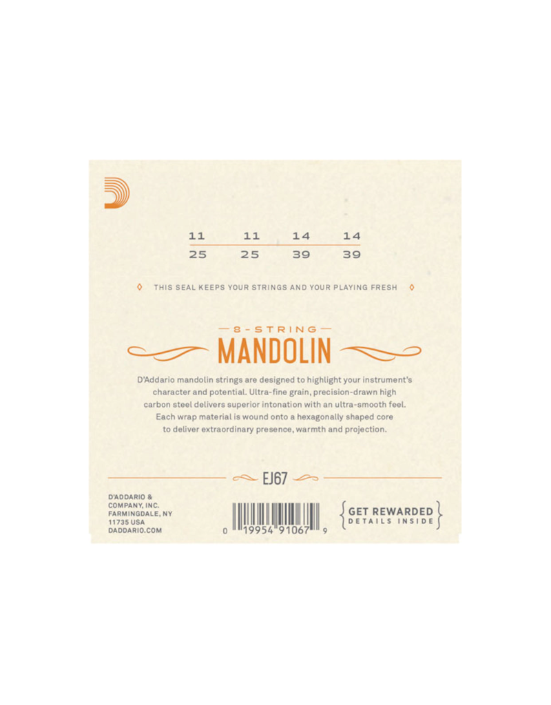 D'addario EJ67 Medium nickel wound mandolin strings 011-039