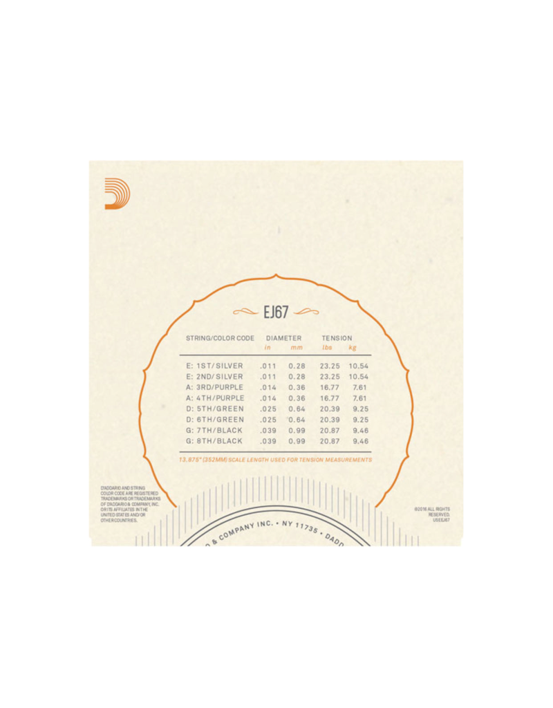 D'addario EJ67 Medium nickel wound mandolin strings 011-039