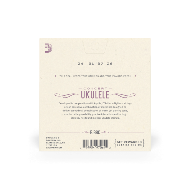 D'addario EJ88C Nyltech concert ukulele strings