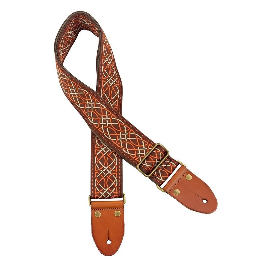 Authentiek deluxe serie bruin/oranje gitaar riem