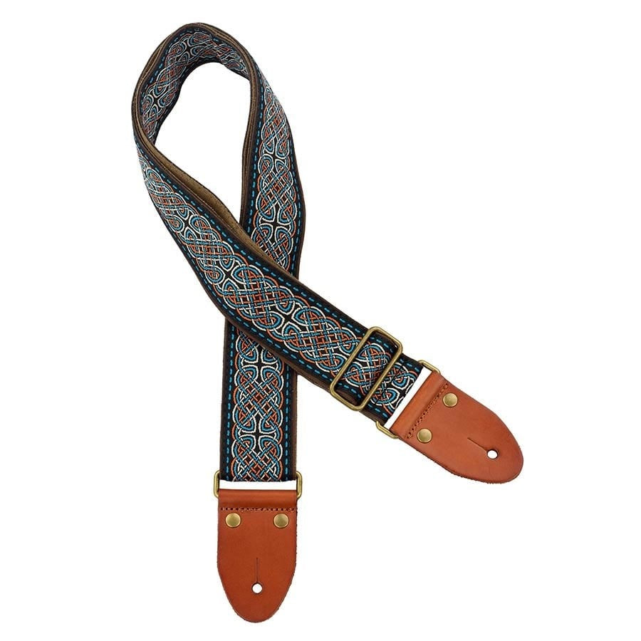 Authentiek deluxe serie zwart/blauwe gitaar riem
