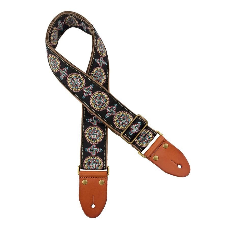 Authentiek deluxe serie zwart/bordeaux rode gitaar riem