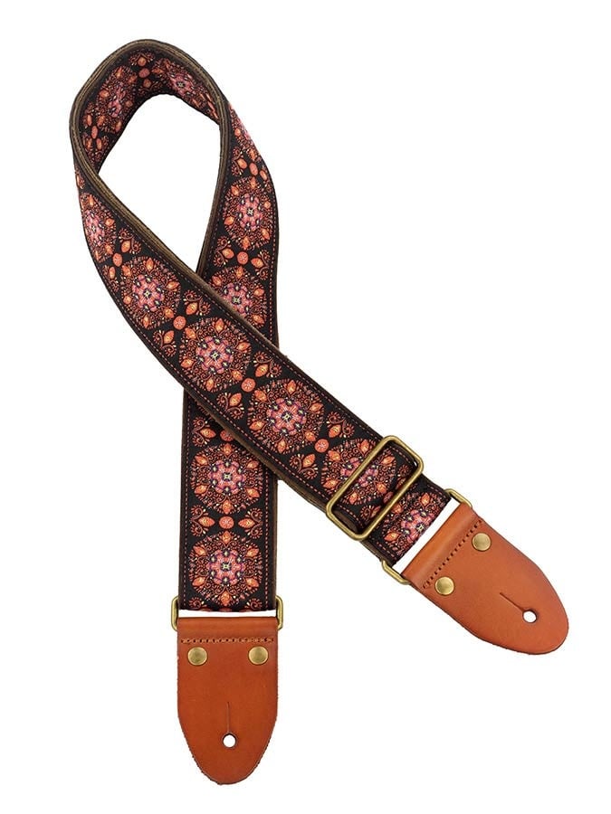Authentiek deluxe serie zwart/roze gitaar riem