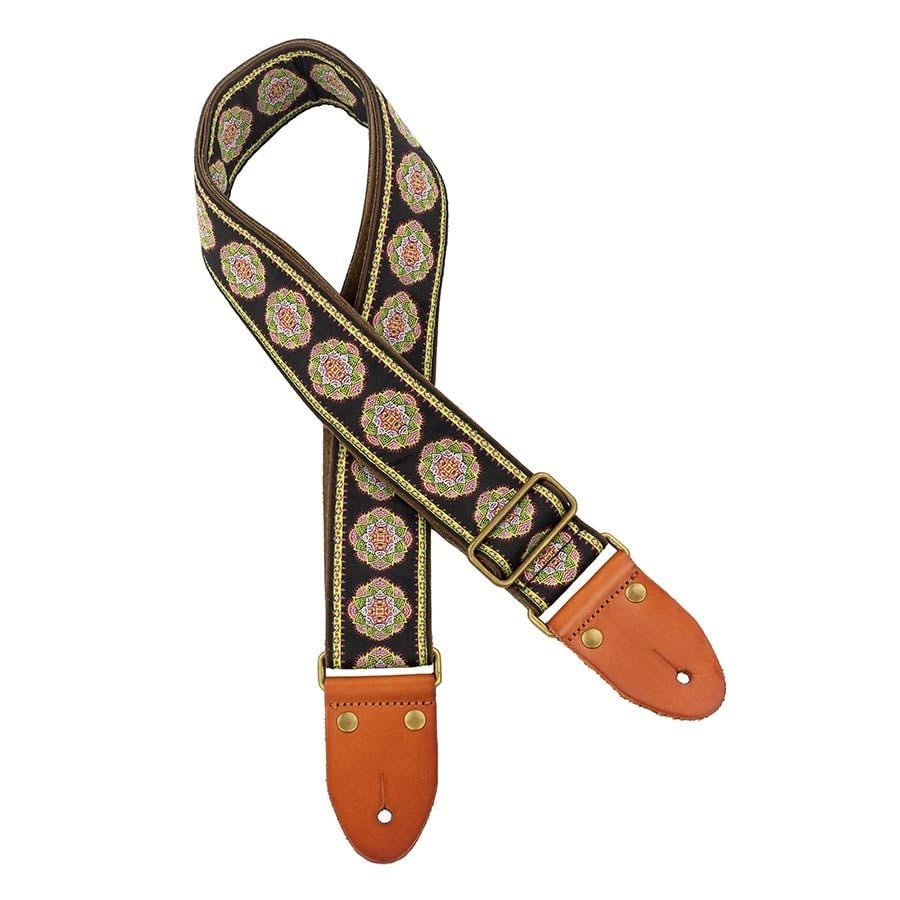 Authentiek deluxe serie zwart/groene gitaar riem