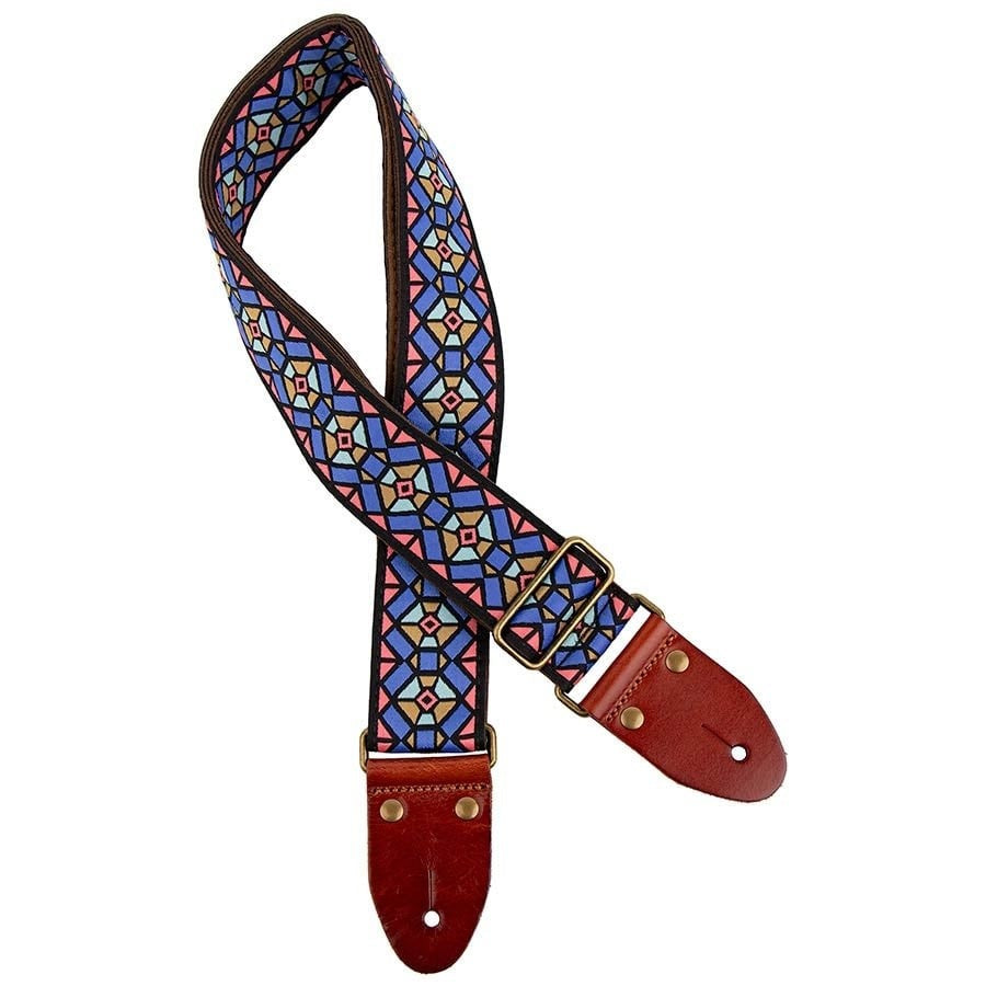 Klassieke jacquard serie blauw/roze gitaar riem
