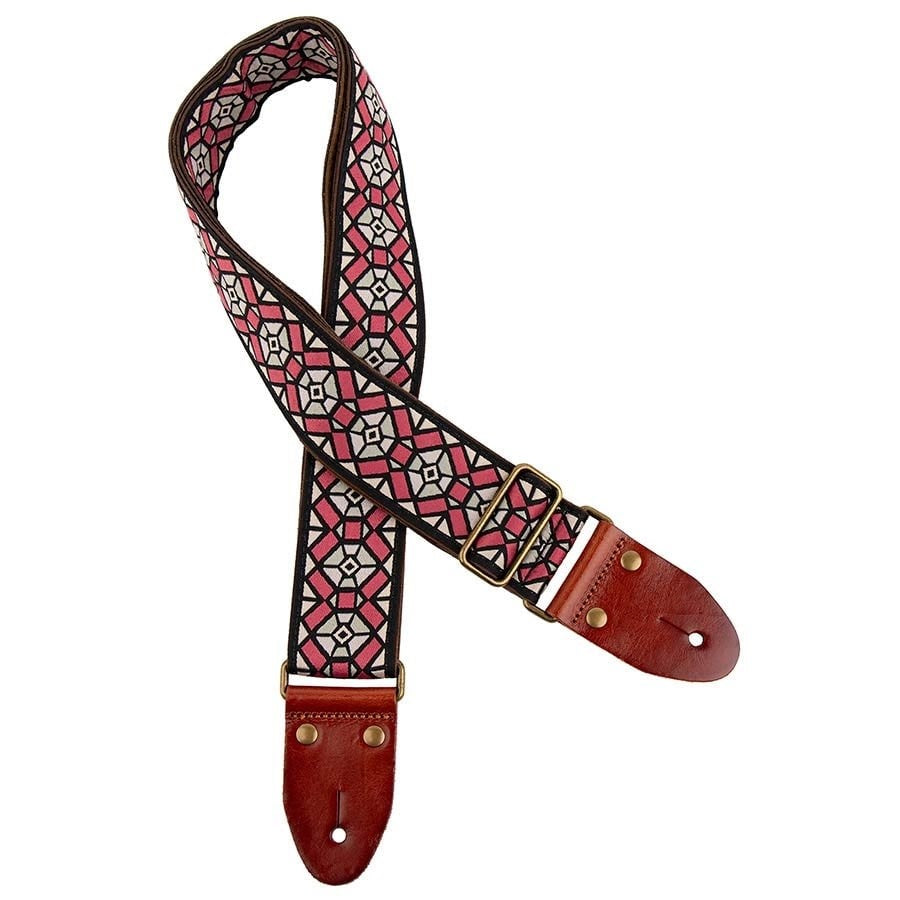 Klassieke jacquard serie roze/grijze gitaar riem