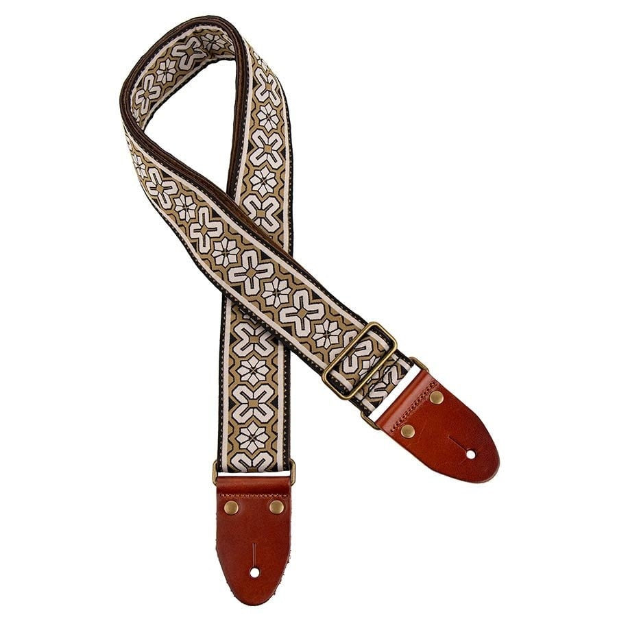 Klassieke jacquard serie zand/witte gitaar riem