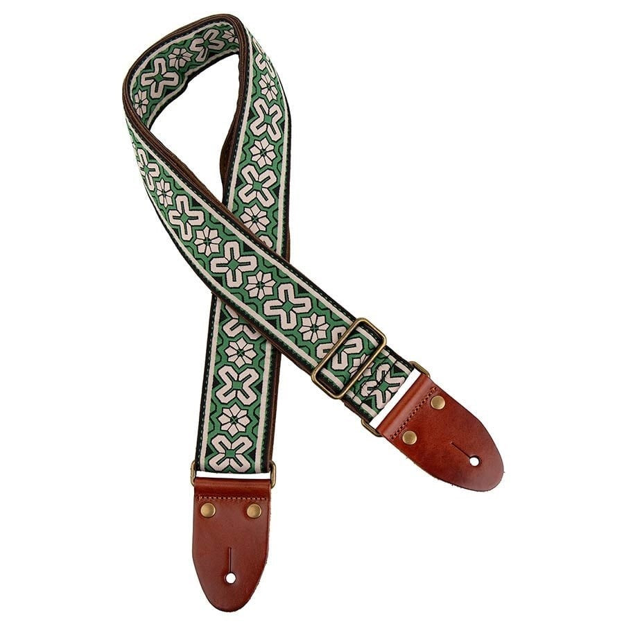 Klassieke jacquard serie groen/witte gitaar riem